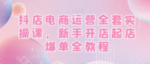 抖店电商运营全套实操课,新手开店起店爆单全教程-木石资源网