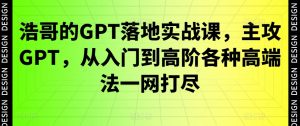 浩哥的GPT落地实战课,主攻GPT,从入门到高阶各种高端法一网打尽-木石资源网