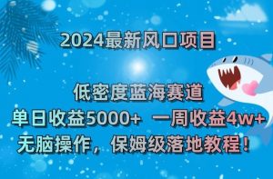 2024最新风口项目,低密度蓝海赛道,单日收益5000+,一周收益4w+!【揭秘】-木石资源网