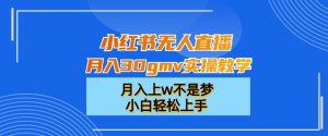 小红书无人直播月入30gmv实操教学,月入上w不是梦,小白轻松上手【揭秘】-木石资源网