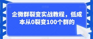 企微群裂变实战教程,低成本从0裂变100个群的-木石资源网