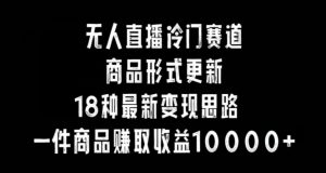 无人直播冷门赛道,商品形式更新,18种变现思路,一件商品赚取收益10000+【揭秘】-木石资源网