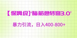 保姆级脑筋急转弯3.0,暴力引流,日入400-800+【揭秘】-木石资源网