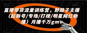 直播带货流量训练营,野路子主播(起新号/专场/打榜/明星网红助播)月播千万gmv-木石资源网