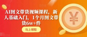 AI图文带货视频课程,新人基础入门,1个月图文带货6w+件-木石资源网