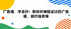 广告语,学会抄!教你抄被验证过的广告语,谁抄谁卖爆-木石资源网