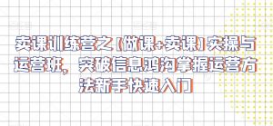 卖课训练营之【做课+卖课】实操与运营班,突破信息鸿沟掌握运营方法新手快速入门-木石资源网