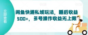 闲鱼快递私域玩法,睡后收益500+,多号操作收益无上限【揭秘】-木石资源网