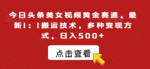 今日头条美女视频黄金赛道,最新1:1搬运技术,多种变现方式,日入500+【揭秘】-木石资源网