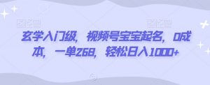 玄学入门级,视频号宝宝起名,0成本,一单268,轻松日入1000+【揭秘】-木石资源网