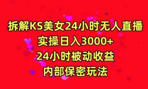 利用快手24小时无人美女直播，实操日入3000，24小时被动收益，内部保密玩法【揭秘】-木石资源网