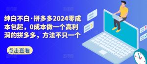 拼多多2024零成本包起，0成本做一个高利润的拼多多，方法不只一个-木石资源网