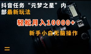 抖音任务“元梦之星”内部最新玩法，新手小白无脑操作，轻松月入10000+【揭秘】-木石资源网