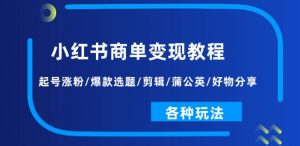 小红书商单变现教程:起号涨粉/爆款选题/剪辑/蒲公英/好物分享/各种玩法-木石资源网