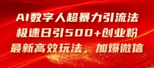 AI数字人超暴力引流法,极速日引500+创业粉,最新高效玩法,加爆微信【揭秘】-木石资源网