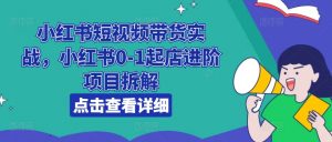 小红书短视频带货实战,小红书0-1起店进阶项目拆解-木石资源网