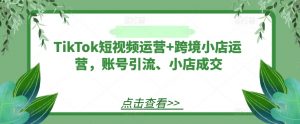 TikTok短视频运营+跨境小店运营,账号引流、小店成交-木石资源网