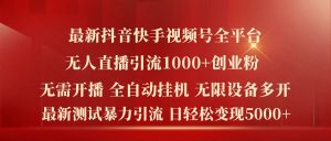 最新抖音快手视频号全平台无人直播引流1000+精准创业粉,日轻松变现5k+【揭秘】-木石资源网