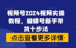 视频号2024视频实操教程,蝴蝶号新手带货十步法-木石资源网