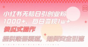 小红书无脑每日引流创业粉500+，小白每天只花半小时，躺赚长尾收益【揭秘】-木石资源网