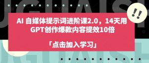 AI自媒体提示词进阶课2.0,14天用 GPT创作爆款内容提效10倍-木石资源网