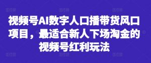 视频号AI数字人口播带货风口项目,最适合新人下场淘金的视频号红利玩法-木石资源网