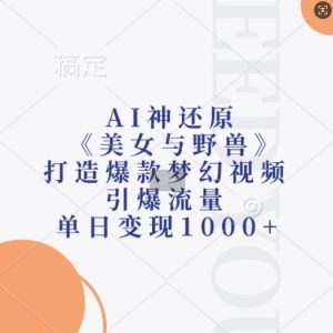 AI神还原《美女与野兽》,打造爆款梦幻视频,引爆流量,单日变现1k-木石资源网