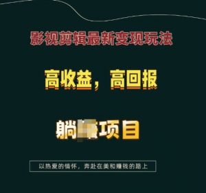 影视剪辑最新变现玩法，高收益，高回报，躺Z项目【揭秘】-木石资源网