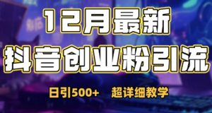 最新公开:12月份抖音日引500+创业粉秘籍-木石资源网