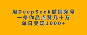 用DeepSeek做视频号,一条作品点赞几十万,单日变现1k-木石资源网