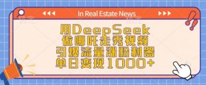 用DeepSeek做哪吒走秀视频,引爆流量涨粉利器,单日变现1k-木石资源网