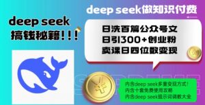 Deepseek做知识付费日洗百篇公众号文日引300+创业粉，卖课日四位数变现保姆级教程!-木石资源网