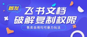 首发飞书文档破解复制权限,售卖自用均可暴力玩法-木石资源网