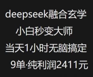 抖音小红书deepseek融合玄学，纯小白秒变大师，当天1小时无脑搞定9单，纯利润上千-木石资源网