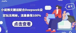 小说推文搬运配合Deepseek设定玩法揭秘，流量暴涨100%-木石资源网