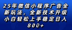 2025年微信小程序全新玩法纯小白易上手，稳定日入多张，技术全新升级，全网首发【揭秘】-木石资源网