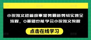 小说推文短篇故事混剪最新剪辑实操全流程,0基础也能学会小说推文教程,肯干多发日入多张-木石资源网