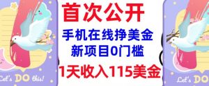 在线挣美金新项目,0门槛,1天收入115美刀,无脑操作,真正被动收入-木石资源网