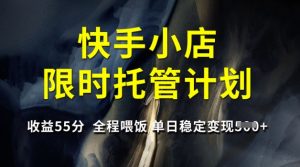 快手小店限时托管计划,收益55分,全程喂饭,单日稳定变现5张【揭秘】-木石资源网