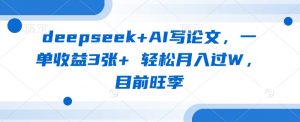 deepseek+AI写论文，一单收益3张+ 轻松月入过W，目前旺季-木石资源网
