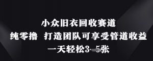 小众旧衣回收赛道，纯零撸 打造团队可享受管道收益，一天轻松3张-木石资源网