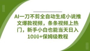 AI一刀不剪全自动生成小说推文爆款视频,条条视频上热门,新手小白也能当天日入数张-木石资源网