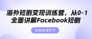 海外短剧变现训练营,从0-1全面讲解Facebook短剧-木石资源网