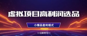 虚拟项目高利润选品方法，做好单店利润1W+，可多店倍增利润-木石资源网