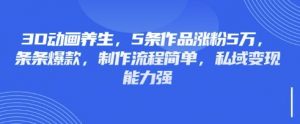 3D动画养生，5条作品涨粉5万，条条爆款，制作流程简单，私域变现能力强-木石资源网