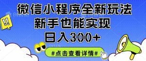 微信小程序全新玩法，新手也能实现日入3张【揭秘】-木石资源网