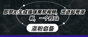 即梦AI生成猫咪黑帮视频,迅速起号涨粉,一个月5k-木石资源网