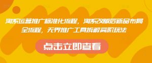 淘系运营推广标准化流程，​淘系改版后新品布局全流程，无界推广工具拆解高阶玩法-木石资源网