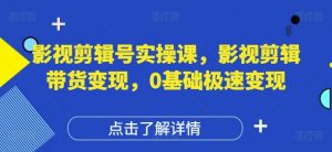 影视剪辑号实操课,影视剪辑带货变现,0基础极速变现-木石资源网