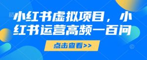小红书虚拟项目,小红书运营高频一百问【文档】-木石资源网